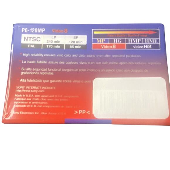 Sony 8mm MP 120 Standard Blank Video Cassette Tape P6-120MP - 120 Min - 1 Pack - Picture 3 of 4
